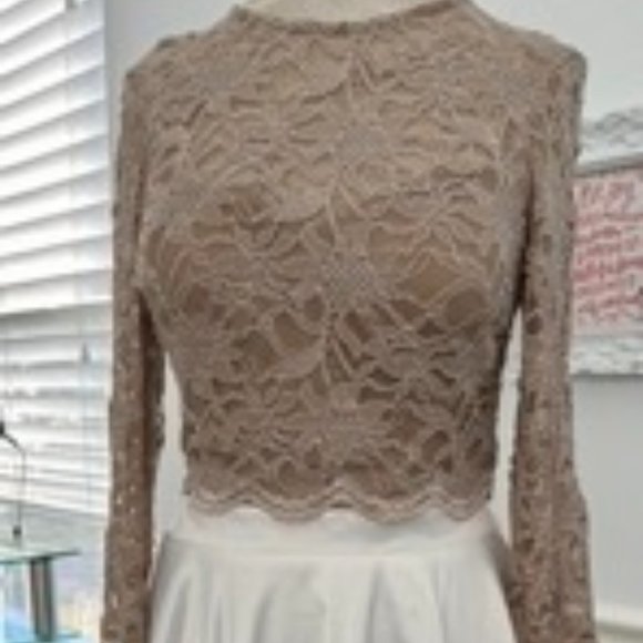 Two piece City Studio party skirt and glittery taupe top size 11 - Picture 1 of 5